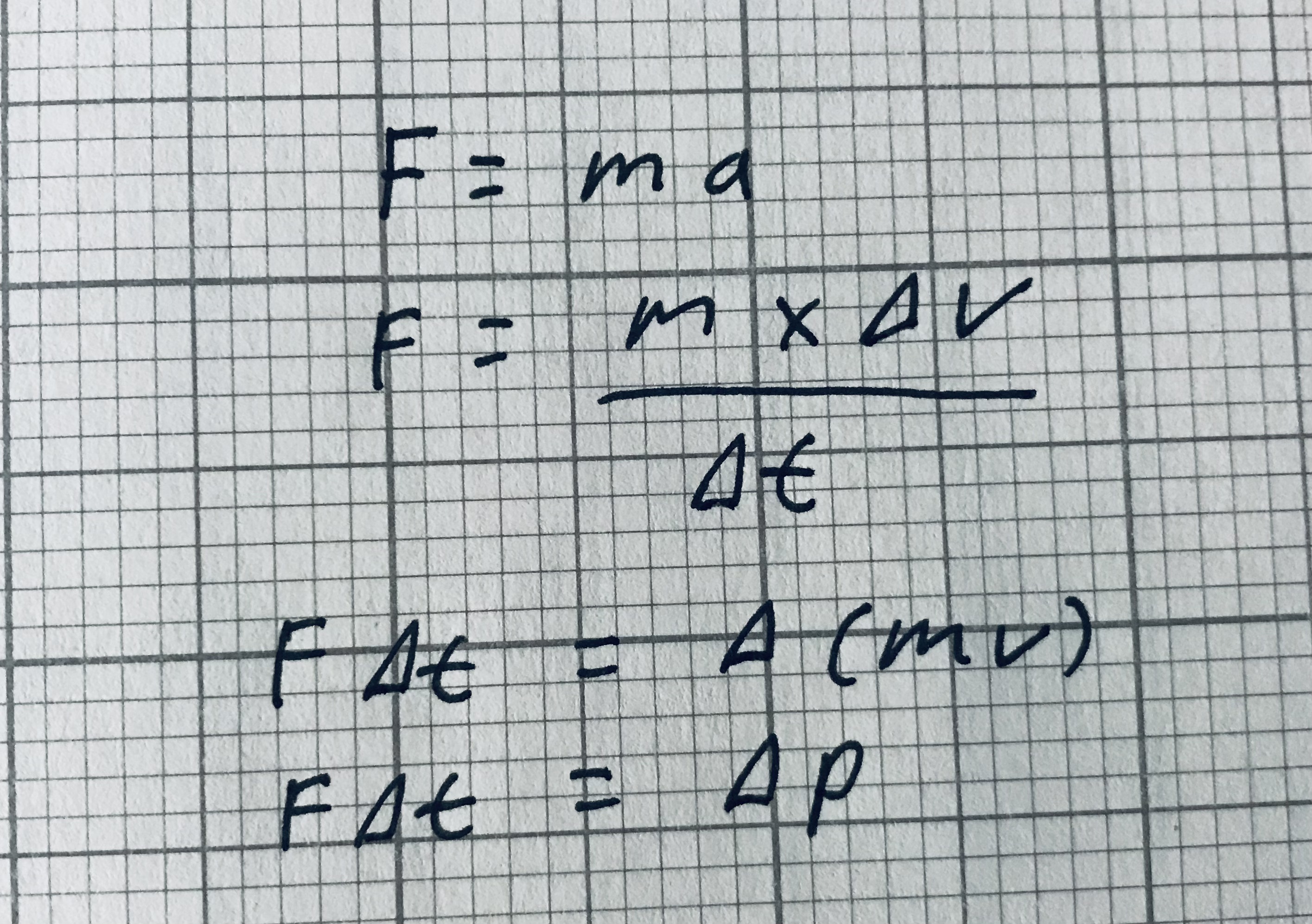 <p>Newton’s second law f=ma </p>