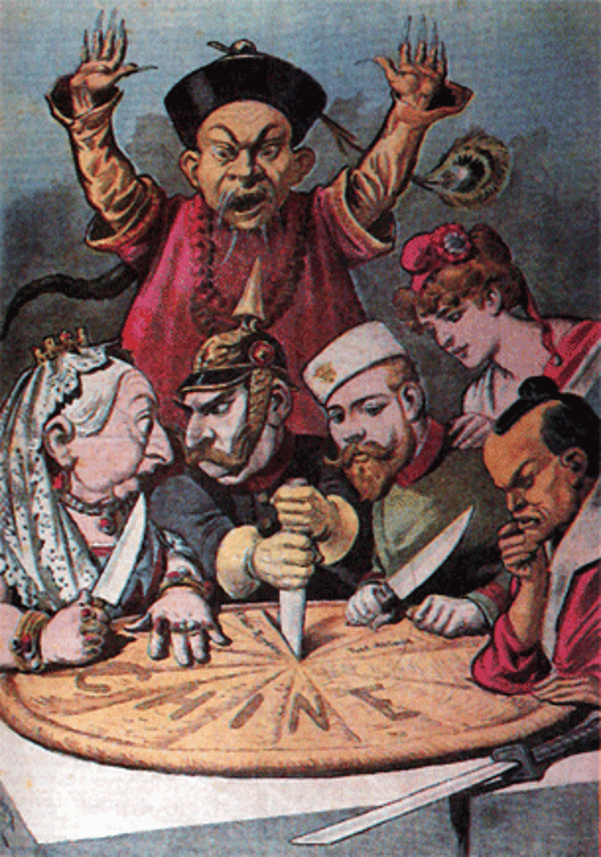 <p>Wars between Britain and the Qing Empire (mind 1800s), caused by the Qing government's refusal to let Britain import Opium. China lost and Britain and most other European powers were able to develop a strong trade presence throughout China against their wishes.</p>