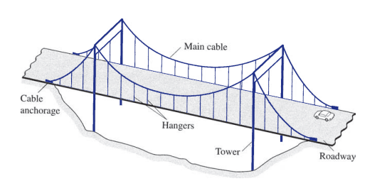 <p><span>Are subjected to pure tension under the action of external loads. (eg. steel cables in suspension bridges)</span></p>
