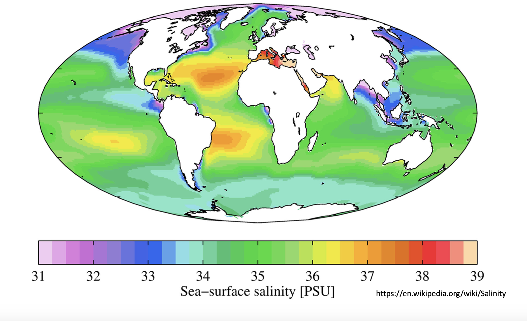 …regional variations in evaporation/precipitation