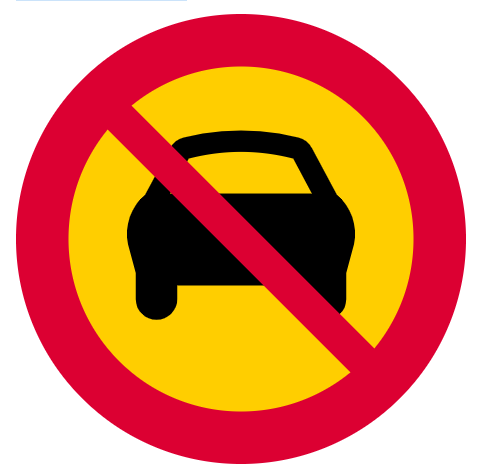 <p>Förbud mot trafik med motordrivet fordon med fler än två hjul</p>