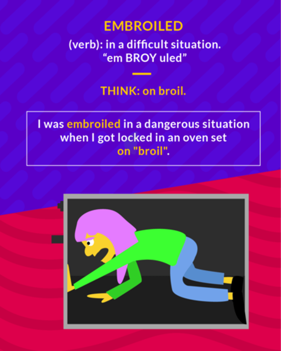 <p>Involved in a conflict or difficulty</p>