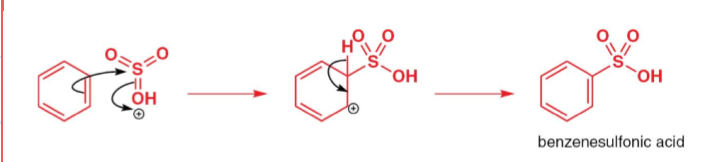 <p></p><ul><li><p><span>Deactivated benzene sulfonic acid is produced</span></p></li></ul><p></p>