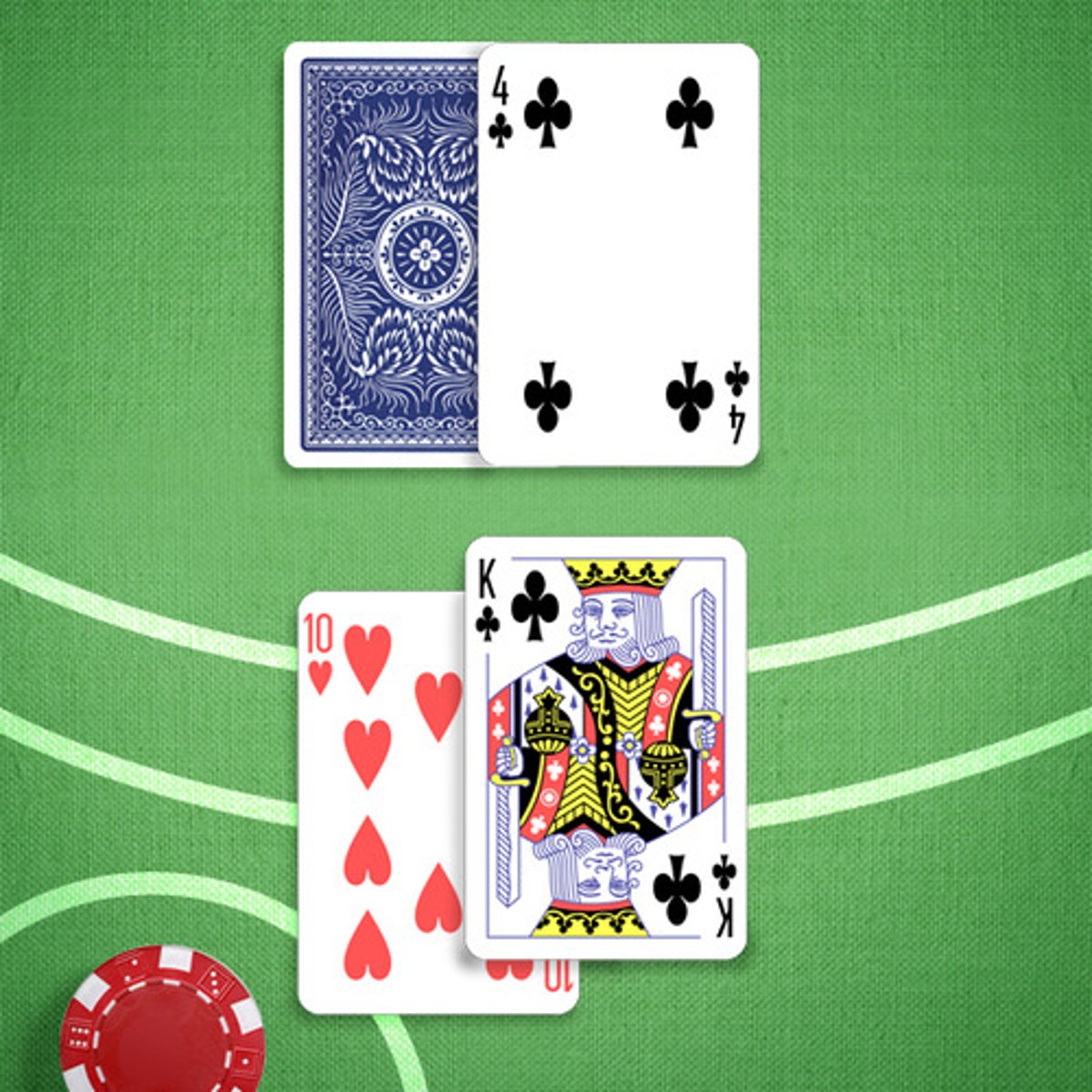 <p>You: 10,10</p><p>Dealer's Upcard: 4</p>