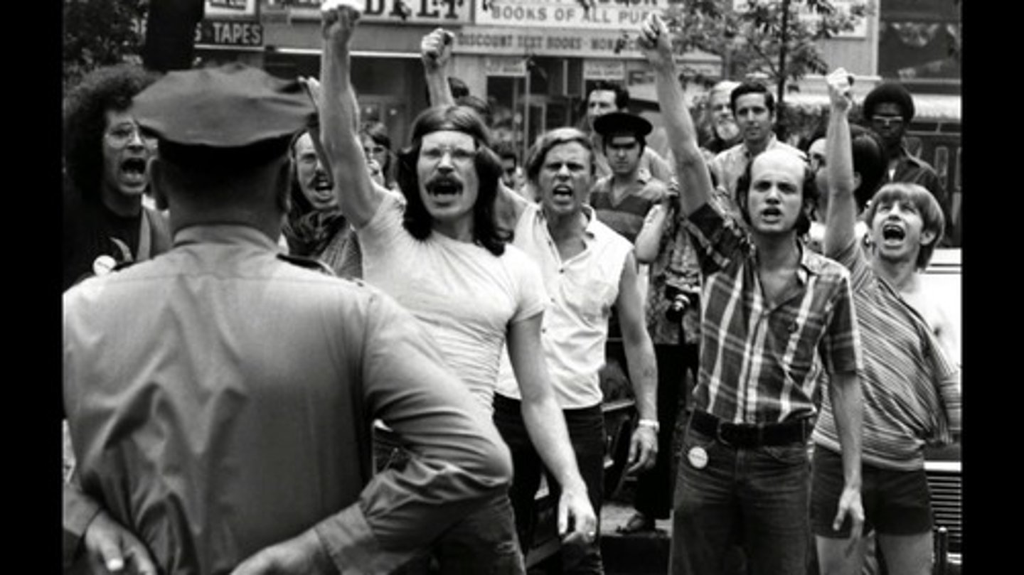 <p>Violent clashes between police and gay patrons of New York City's Stonewall Inn, seen as the starting point of the modern gay rights movement.</p>
