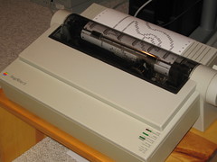 <p>A type of impact printer that uses small pins to strike an inked ribbon to produce tiny dots on the paper.</p>