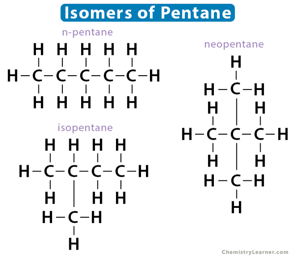 Examples of chain isomers of pentane.