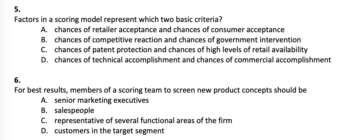 <p><span data-name="blue_circle" data-type="emoji">🔵</span> <strong>External decisions</strong> </p><p>Let outsiders (like customers or clients) choose the concept.</p><p> <span data-name="blue_circle" data-type="emoji">🔵</span> <strong>Product champion</strong> </p><p>One powerful team member picks the concept they believe in most.</p><p> <span data-name="blue_circle" data-type="emoji">🔵</span> <strong>Intuition</strong> </p><p>Choose based on gut feeling — no formal process, just what “feels right.”</p><p> <span data-name="blue_circle" data-type="emoji">🔵</span> <strong>Multivoting</strong> </p><p>Everyone on the team votes; the idea with the most votes wins.</p><p> <span data-name="blue_circle" data-type="emoji">🔵</span> <strong>Pros and cons</strong> </p><p>List each idea’s good and bad points, then decide as a group.</p><p> <span data-name="blue_circle" data-type="emoji">🔵</span> <strong>Prototype and test</strong> </p><p>Build and test each idea — choose based on real performance.</p><p> <span data-name="red_circle" data-type="emoji">🔴</span> <strong>Decision matrices</strong> (most structured) </p><p>Score each idea based on important criteria (e.g., cost, feasibility, appeal).<br>Scores can be <strong>weighted</strong> (some criteria matter more).</p>