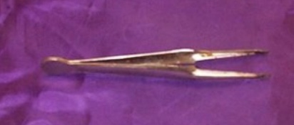 <p>Forceps (or tweezers) are used to pick up small objects</p>