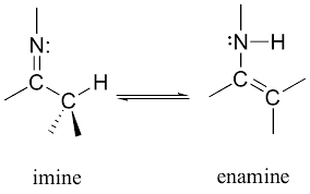 <p>enamines </p><ul><li><p>tautomerization is a reaction which involves simple proton transfer </p></li></ul><p></p>
