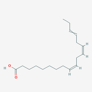 <ul><li><p>18C unsaturated fatty acid</p></li><li><p>CH3-CH2-(CH==CHCH2)3-(CH2)6-COOH</p></li></ul><p></p>