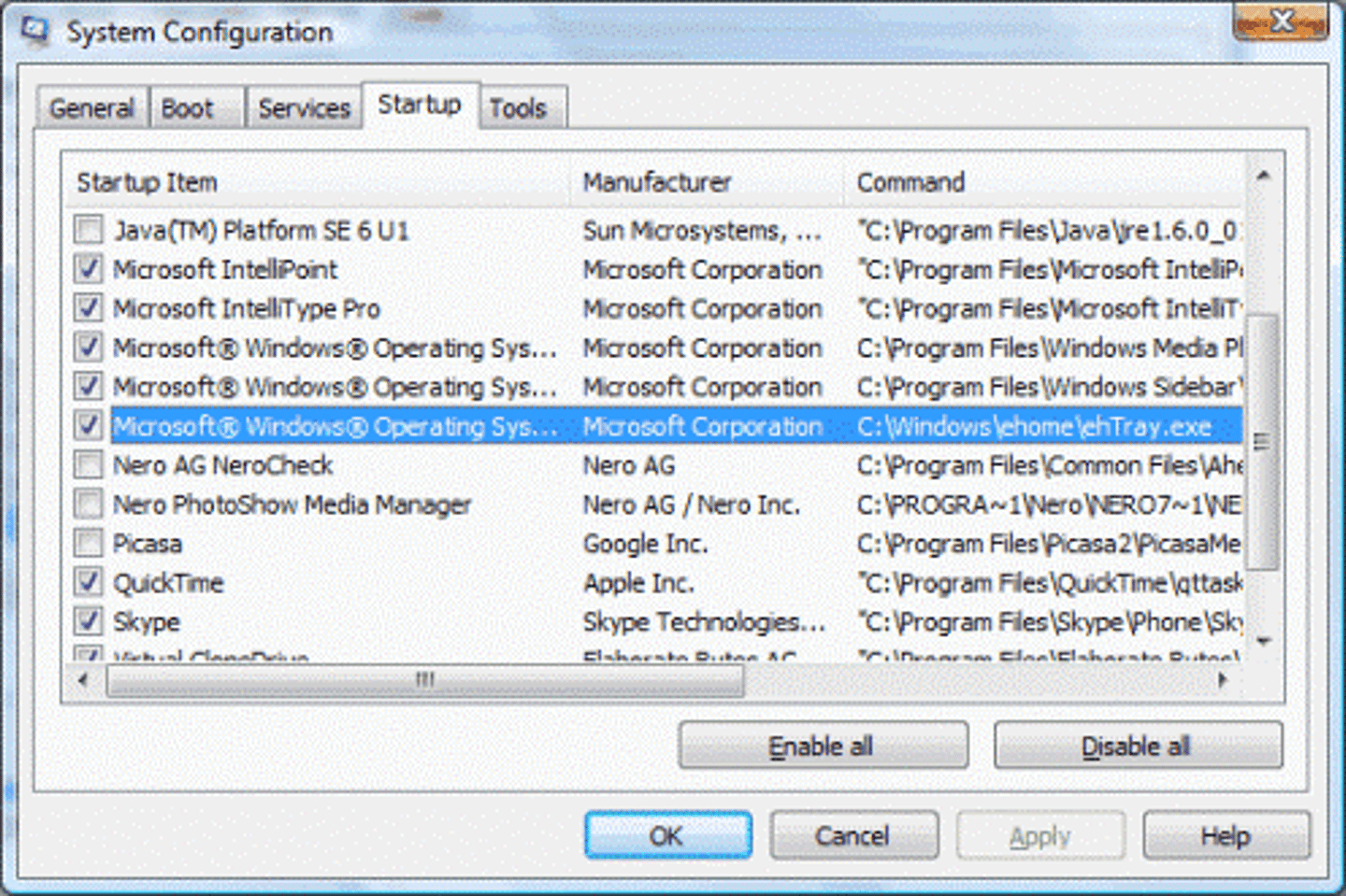 <p>A Windows utility (msconfig.exe) that can identify what processes are launched at startup and can temporarily disable a process from loading.</p>