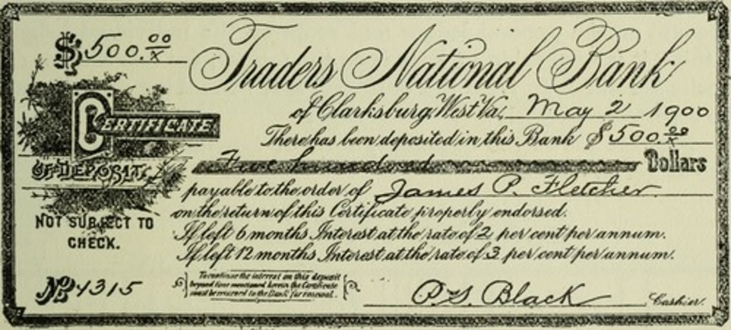 <p>a savings alternative in which money is left on deposit for a stated period of time to earn a specific rate of return.(Traditional CDs)</p>