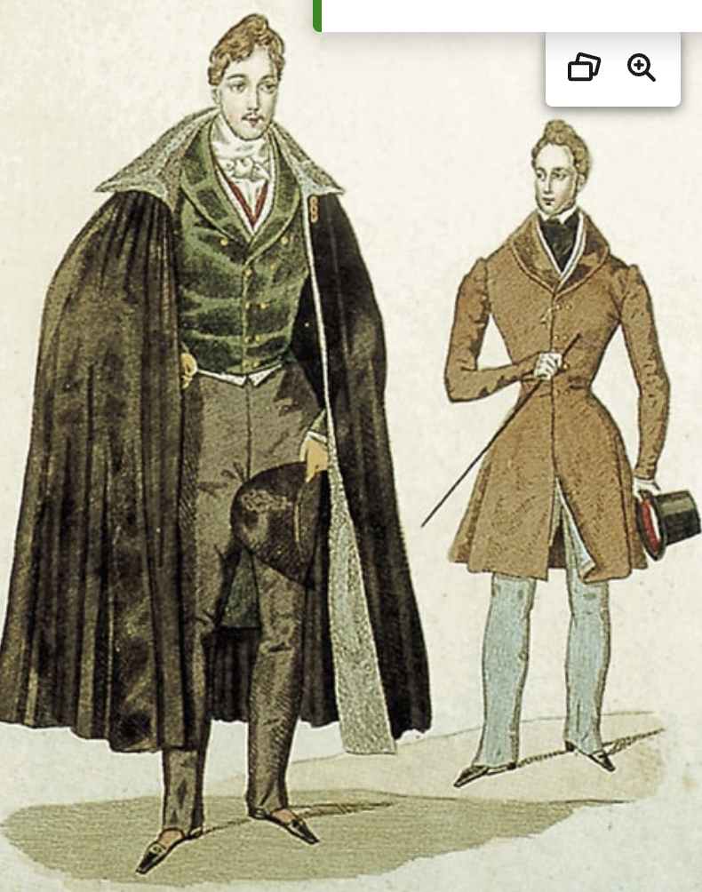 <p>consisted of a jacket, fitted to the waist where it attached to a full, gathered, or pleated skirt that ended at the knee. It buttoned down the front and often had a wide belt. Usually worn with trousers.</p>