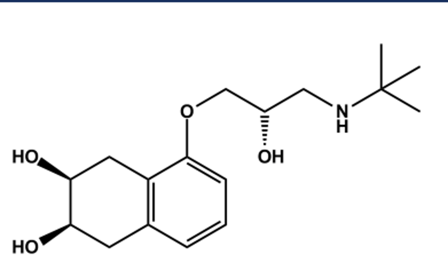 <p>- LogP = 1.0; pKa = 9.7; T1/2 ca. 22 hr</p><p>- Developed to overcome short duration and rapid metabolism problem of propranolol</p><p>- Less susceptible to CYP450; mostly excreted unchanged, cleared by the kidneys</p><p>- Still nonselective at β-receptors</p>