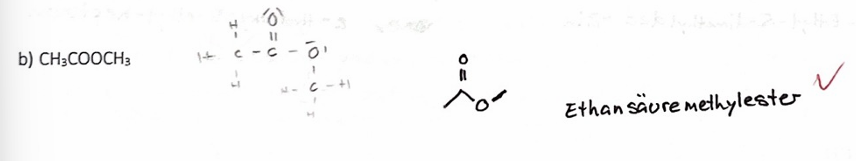 <p>Formulieren sie unter Angabe der Aggregatszustände die Reaktionsgleichung für die vollständige Verbrennung der im Bild abgebildeten Teilaufgabe genannter Molekularverbindung - dabei handelt es sich um eine Flüssigkeit.</p>