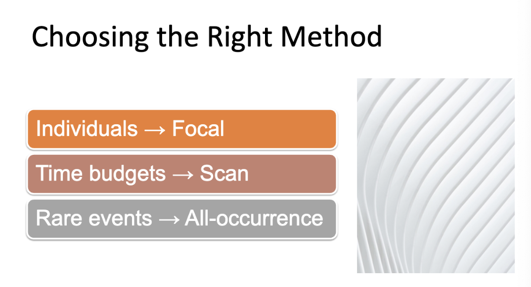 <p>how to choose methods for each situations info card (can also combine methods) flip for common pitfalls </p>