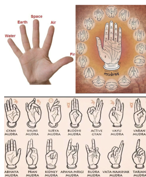 <p>a symbolic hand gesture in Hindu and Buddhist art</p>