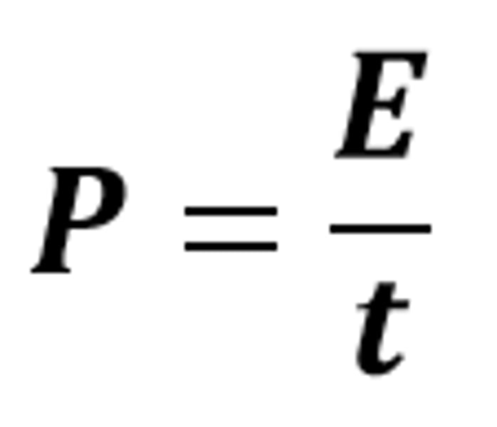 <p>The equation linking power, energy transferred and time</p>