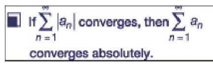 <p>A method to determine convergence by testing whether a series of absolute values converges. If the series of absolute values converges, then the original series also converges. </p>