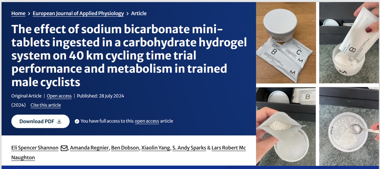 <p>*ingested bicarbonate and carbohydrate gels 2 hours before, then did a 40km time trial; aerobic but above lactate threshold; <mark data-color="blue" style="background-color: blue; color: inherit;">forms gel and enteric coated so through stomach and get to SI</mark> (so no GI distress)</p><p>-Intro: useful if short time period/less than 10 min</p><p>-Purpose: 40km time trials</p><p>-Methods: 14 male cyclists, RCT, double blind, everyone got placebo and product</p><p><mark data-color="blue" style="background-color: blue; color: inherit;">-Results: if consumed bicarb were 1 minute faster, increased buffering, no GI issues</mark></p><p>-Ken’s Conclusion: $18/serving (worth the money?)</p>