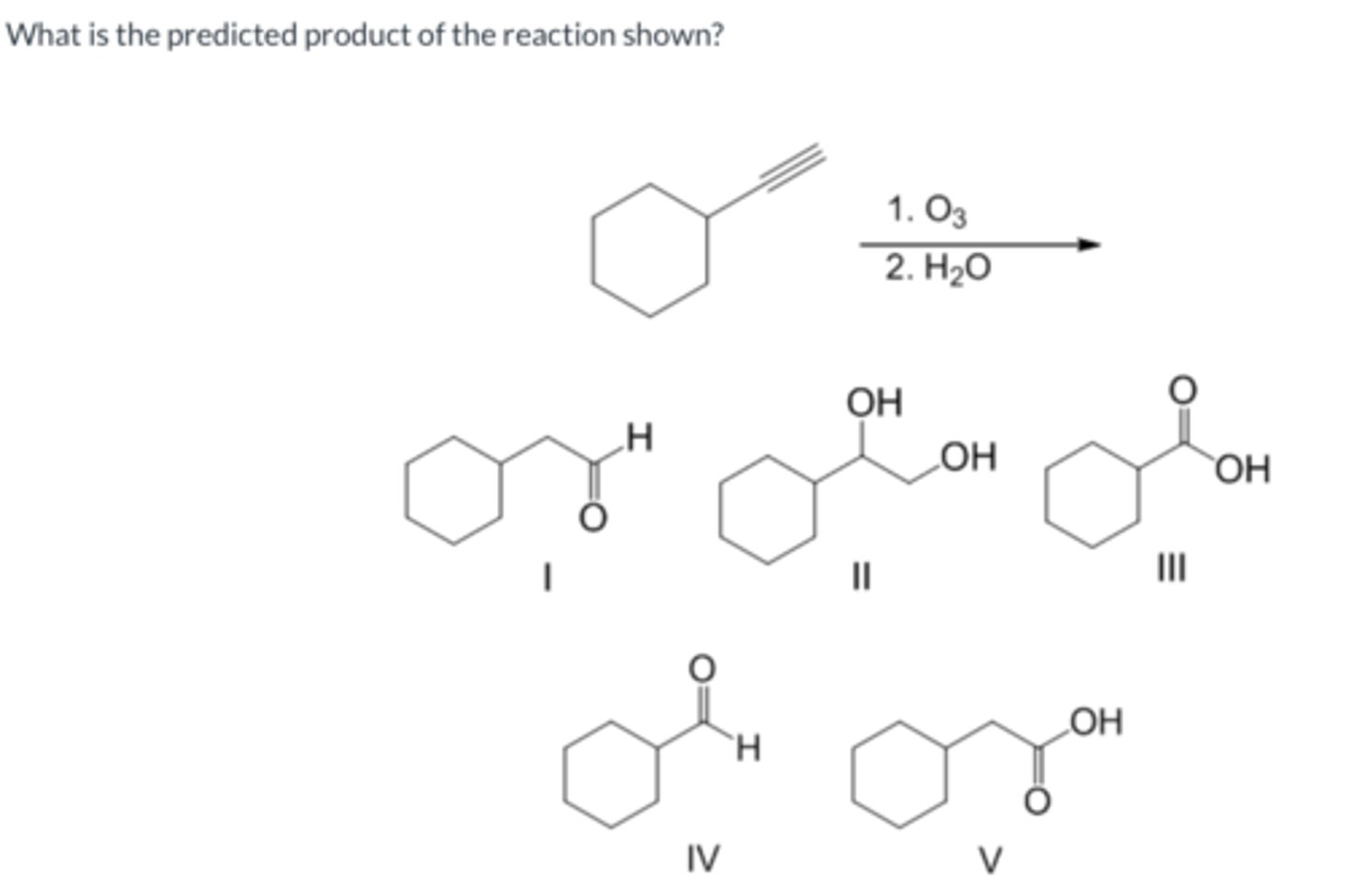 <p>What is the predicted product of the reaction show?</p>