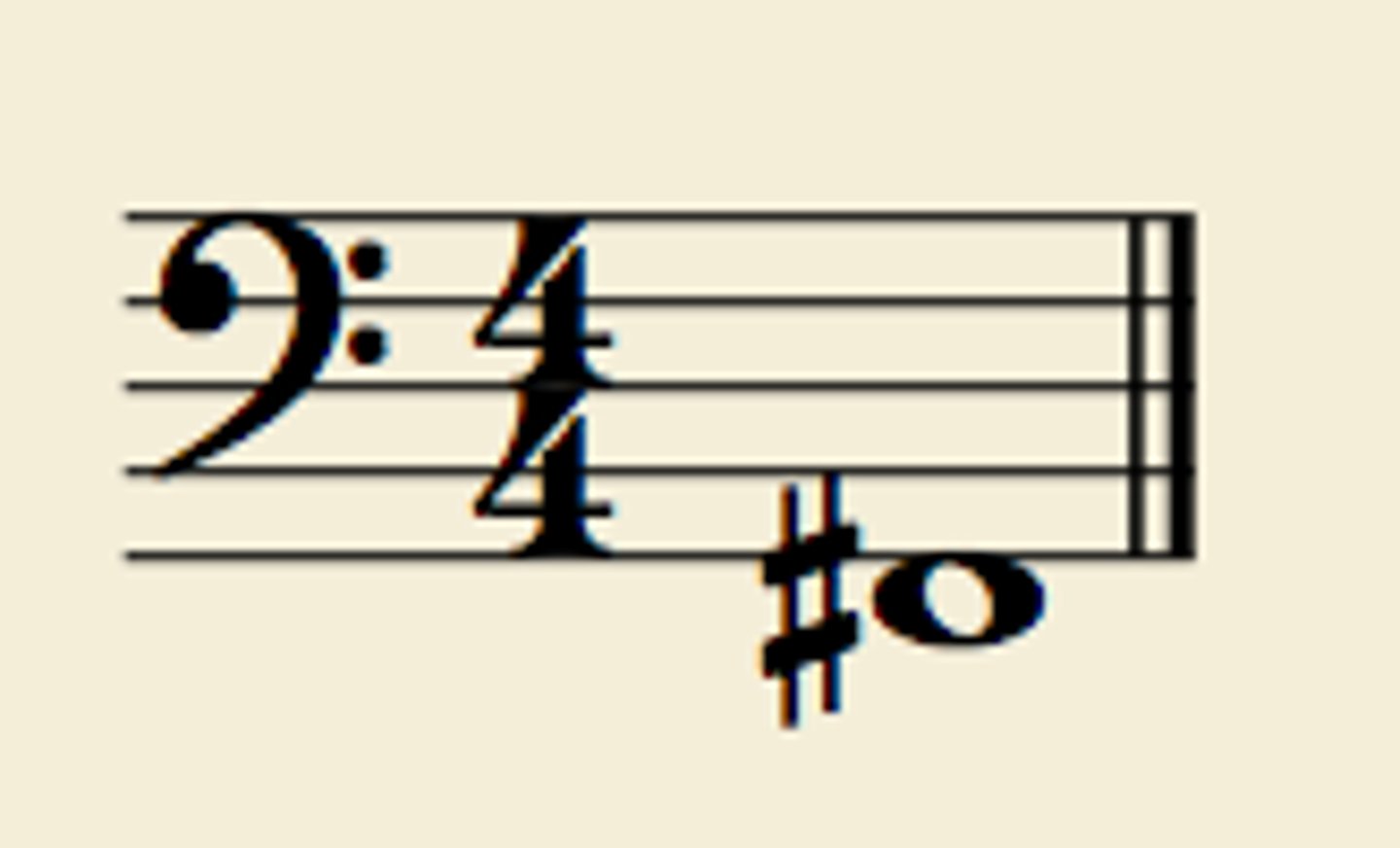 <p>F# (below staff)</p>