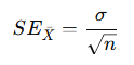 <ul><li><p>σ = population standard deviation</p></li><li><p>$$\sqrt{n}$$= sample size</p></li></ul><p> </p>