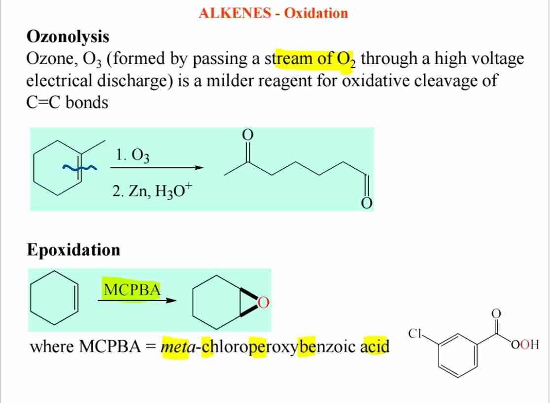 <p>A:Ozonolysis is the oxidative cleavage of C=C bonds using ozone (O₃), resulting in carbonyl compounds.</p>