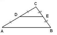 Find the value of x if DE = 5x - 1 and AB = 58