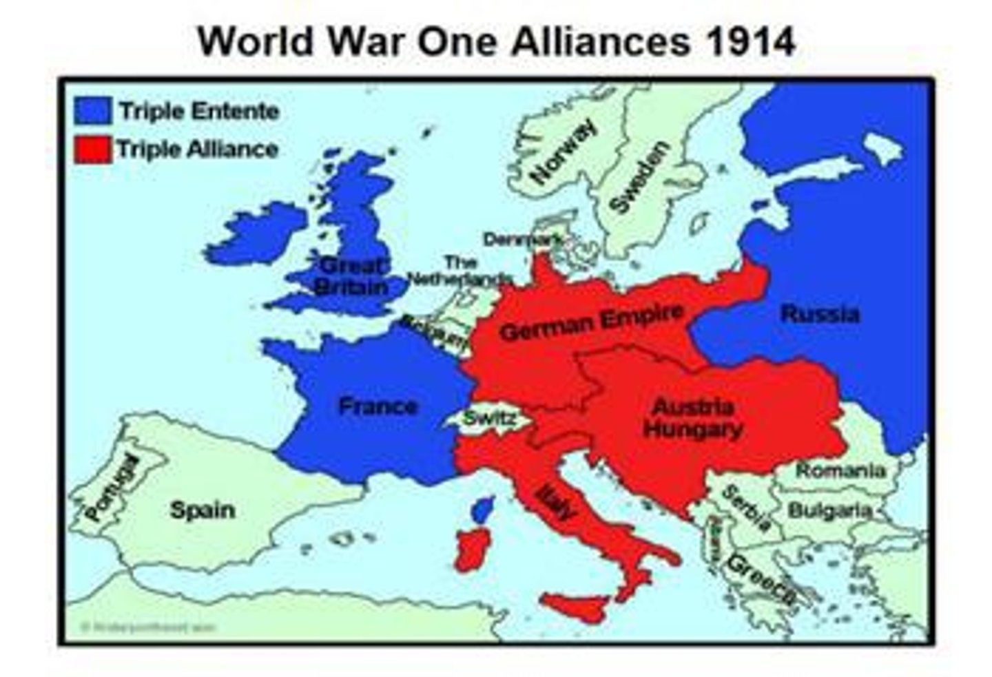 <p>The alliance of Great Britain, France, and Russia prior to and during the First World War.</p>