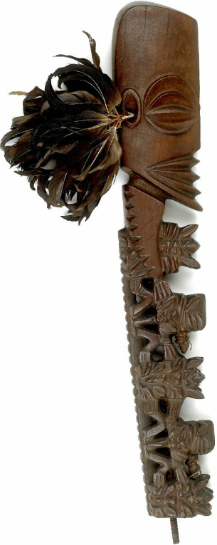 Artist/Culture: Rarotonga
Medium: Wood, tapa, fiber, feathers