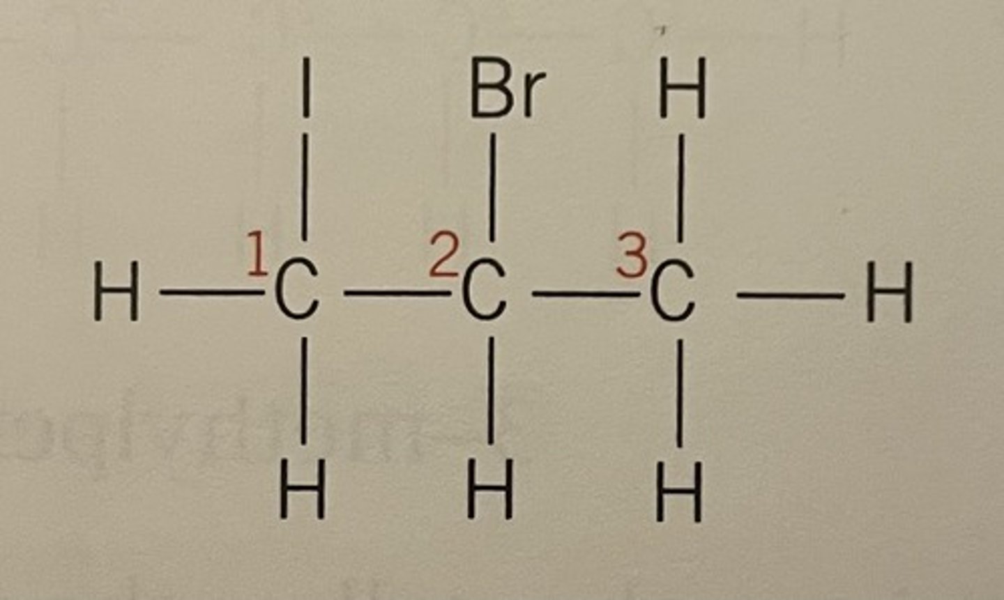 <p>Displayed formula for 2-bromo-1-iodopropane</p>