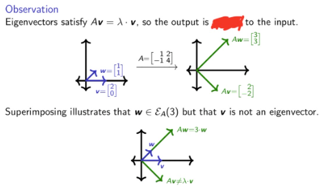 <p>for a eigenvector Aw = (lambda)w, the output Aw is _____ to the input w</p>