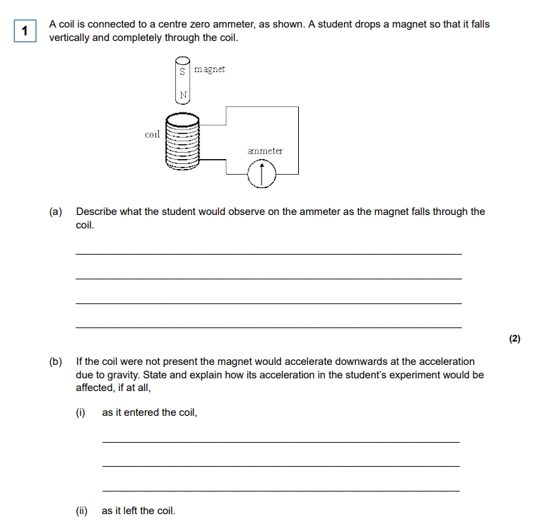 <p>In alot more detail, what exactly happens to the ammeter reading AND why, as well as the acceleration.</p>