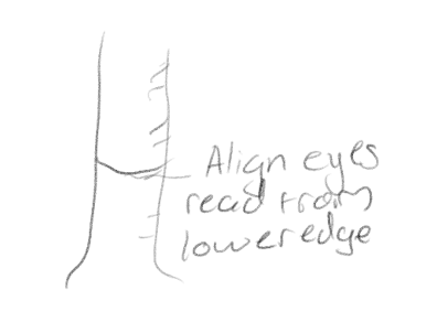 <p>When water is poured into the cylinder, the upper surface of the water column forms a curved line called a meniscus, read the volume of the water by aligning your eyes with the meniscus and reading from the lower edge</p>