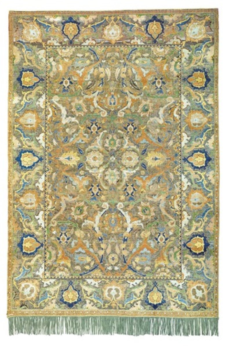 <p>Delicately colored antique silk rug</p>