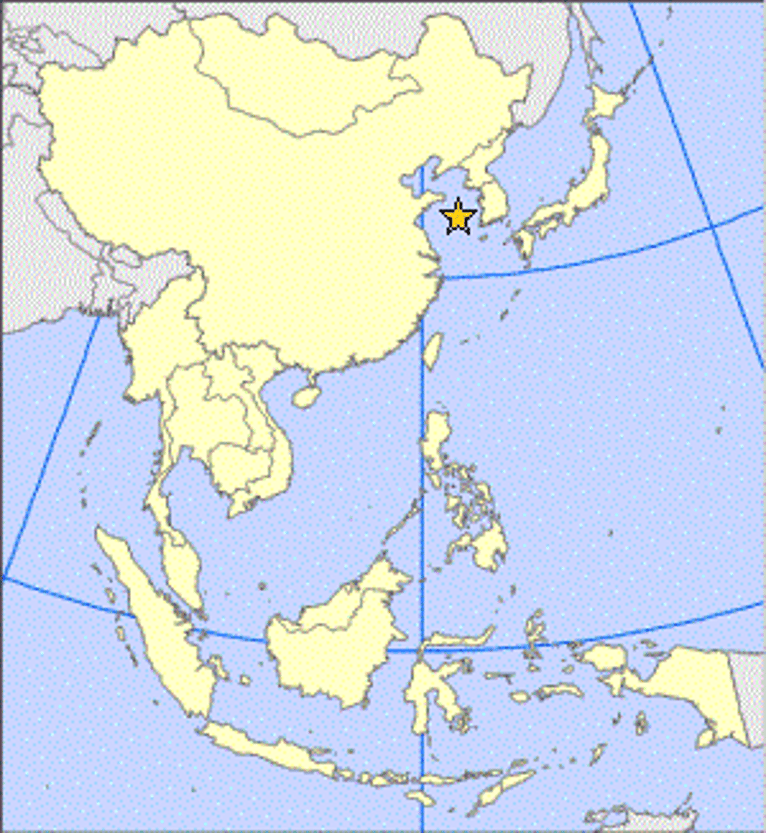 <p>Separates Korean Peninsula and China, Yellow river runs into it</p>