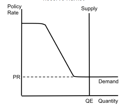 <p>Y - Policy Rate (PR) <br>X - Quantity (QE)</p><p>Demand<br>Supply (Vertical)</p>