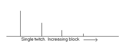 <p>•A single supramaximal electrical stimulus ranging from <strong><u>0.1-1 Hz </u></strong>with a <strong>10 </strong>second delay between twitches</p><p>•Generally used as a <u>qualitative</u> rather than quantitative measure</p><p>•Used to determine <strong>onset </strong>of NMB</p><p><strong>As block is starting to work the degree of response decreases! </strong></p>