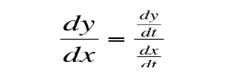 <p>where the given y function that is primed in respects to t is divided by the x function primed.</p>