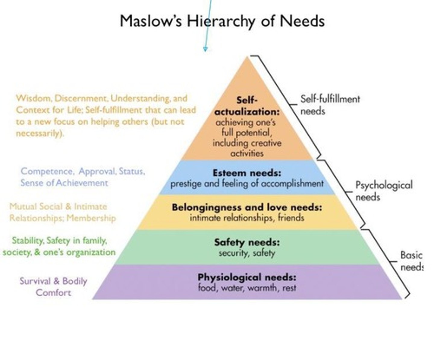 <p>The importance of fulfilling psychological needs to achieve self-actualization.</p>