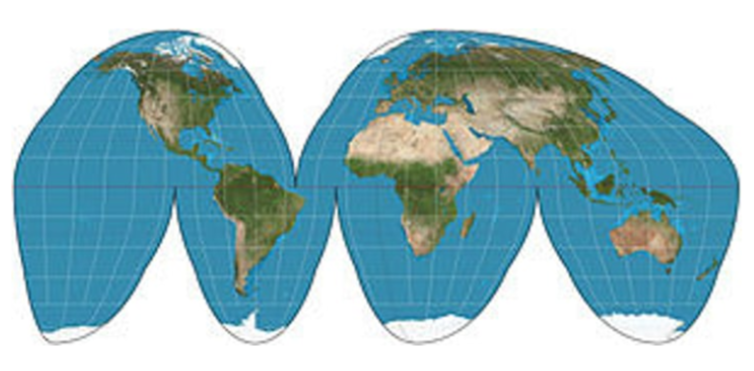 <p><span>area is fairly accurate but oceans are divided, causing distance to be distorted</span></p>