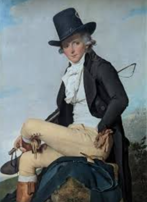 <ul><li><p>focused on body delineation, with English styles dominating but proportions changing. </p></li><li><p>Key features included wide revers, high neck stocks, top hats or bicornes, and turned-over collars. </p></li><li><p>French elements refined the look, with breeches made of doe skin, tight to the body, adding polish to the attire.</p></li></ul><p></p>