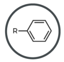 <p>carbon ring w/ alternating single and double bonds</p>