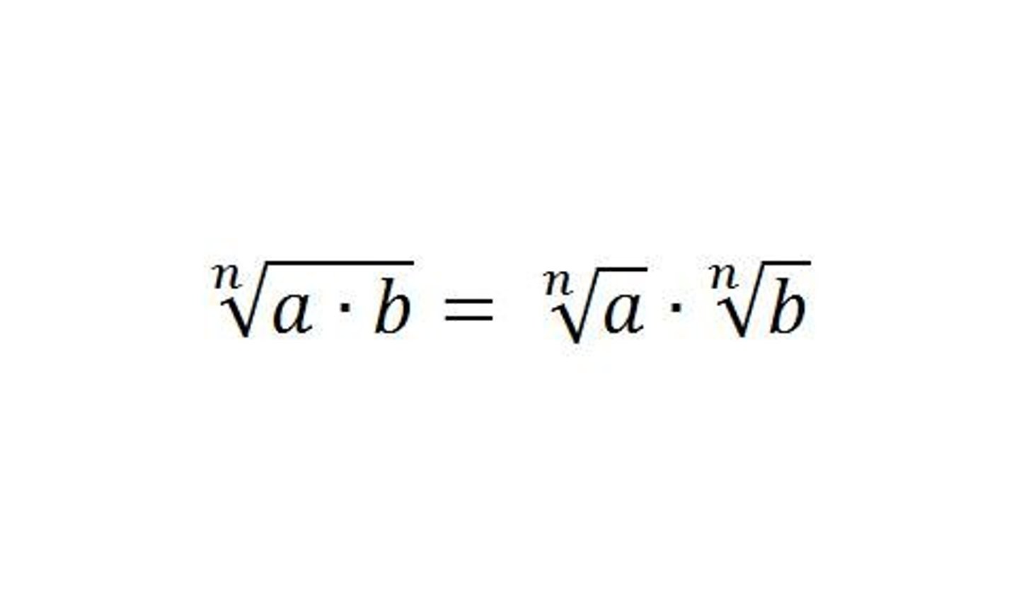 <p>the radical of the product of two numbers is equal to the product of the radicals of the same two numbers</p>