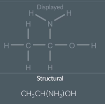 <p>displayed to structural formula: side chains</p><p></p>