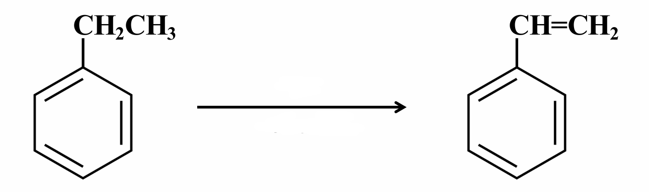 <p>This is a dehydrogenation of an alkenylbenzene.</p><p>What are the missing reagents?</p>