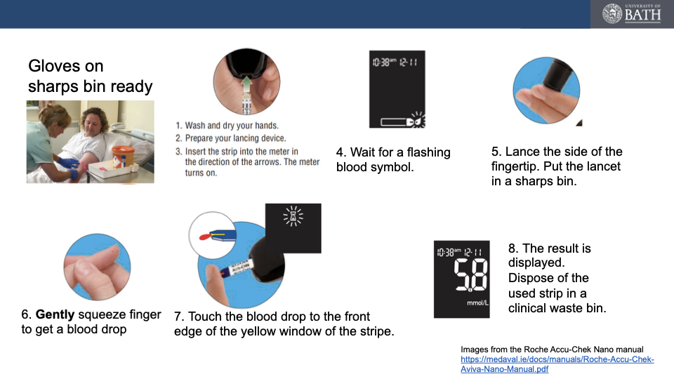 <p>wash with warm water to promote blood flow</p><p>‘milk the finger’ to increase blood flow </p>