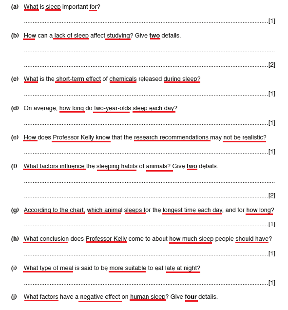 exercise 1 comprehension sample questions